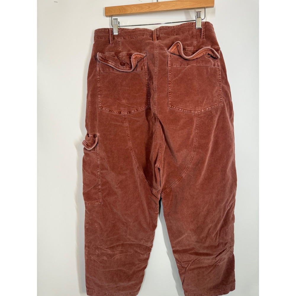 Free People Bay Breakers Corduroy Cargo Pants Womens XL Terracotta Drop Baggy - Picture 9 of 14